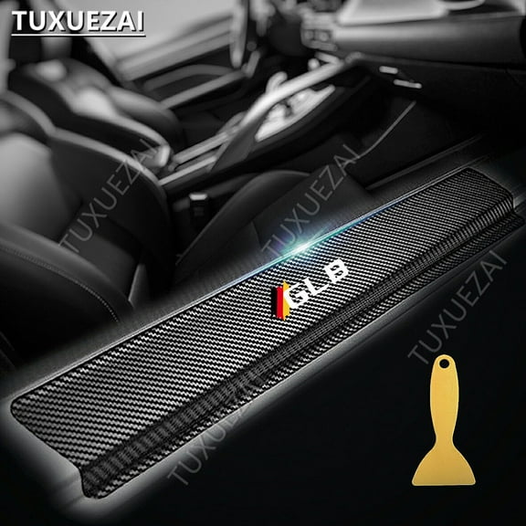 For Mercedes Benz GLB Carbon Fiber Car Door Threshold Protective Sticker Welcome Pedal Anti-scratch Leather Stickers