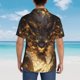 thumbnail image 4 of Fotbe Cool Black Gold Dragon Camisa Hawaiana para Hombre Unisex – Camisa Casual de Verano con Botones de Manga Corta de Algodón y Lino,3X-Large, 4 of 7