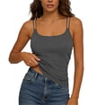 thumbnail image 3 of Fmbrln Tank Tops for Women with Built in Bra Sleeveless Crew Neck Spaghetti Basic Ribbed Undershirt Casual Comfy Solid Camisole, 3 of 9