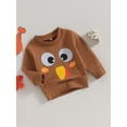thumbnail image 3 of LMLYSoH Baby Sweatshirt, Long Sleeve Crew Neck Cartoon Turkey Print Hoodie Thanksgiving Clothes for Girls Boys, 3 of 9