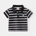 thumbnail image 5 of WOLLED Toddler Boys Summer Lapel T-Shirt Kids Short Sleeves Button Cotton Shirt Baby Striped Pullover Casual Tee Shirt Tops for 1-7 Years Old, 5 of 10