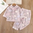 thumbnail image 2 of Mikilon Girls Fleece Pajamas, Soft Cozy Pullover Sweatshirt and Long Pants Outfit Set for Kids 2-5 Years, 2 of 9