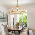 thumbnail image 2 of bokifol 12-Light Gold Wagon Wheel Chandelier,37.4"Round Chandelier,Dining Room Light Fixture,Industrial Foyer Lighting Fixtures,for Living Room,Bedroom,Kitchen Island,Entryway,E12 Base, 2 of 7