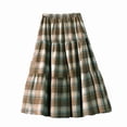 thumbnail image 4 of ASEIDFNSA Girls Plaid Skirt with Elastic High Waist Button Front Tiered Hem and A Line Fit (Brown,5-6 Years), 4 of 5