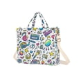 thumbnail image 7 of FORMRS Womens Corduroy Tote Bag Crossbody Shoulder Handbag with Pocket, Blue Doodle Pattern, 7 of 7
