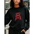 thumbnail image 3 of ‌ Unisex Scary Teddy Bear Hoodless Sweatshirt - Halloween Horror Art Graphic (Creepy/Spooky/Gothic Bear Design), Perfect for Halloween Costumes & Gothic Fashion, 3 of 7