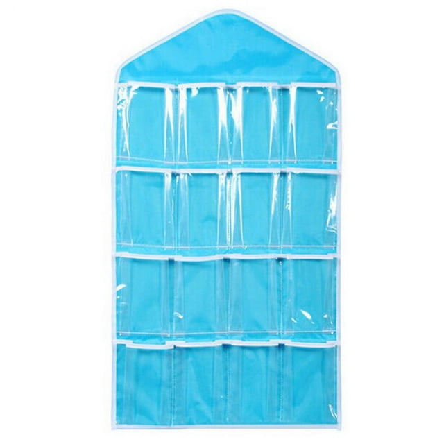 16 Pocket Clear Over Door Hanging Bag Shoe Rack Hanger Underwear Bra Socks Closet Storage Organizer