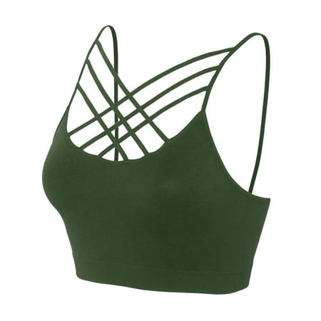 

KOGMO Women s Lightweight Seamless Triple Criss-Cross Front Bralette (No Pad)