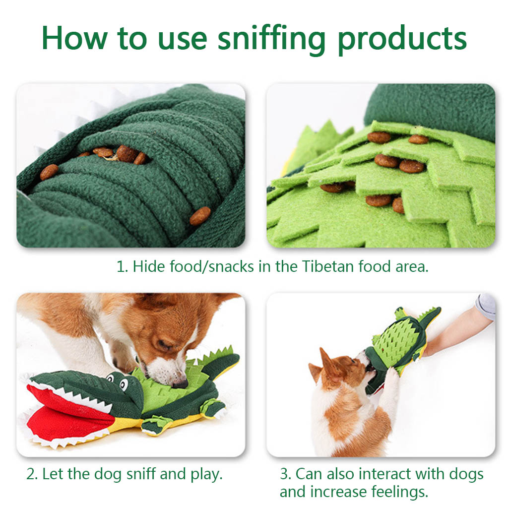 Dog Snuffle Mat Plush Toy Squeak Alligator for Dogs Interactive Stuffed Pet Chew Toy Reducing Boredom Preventing Obesity