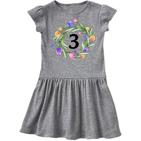 

Inktastic 3rd Birthday Tulip Flower Wreath Gift Toddler Girl Dress