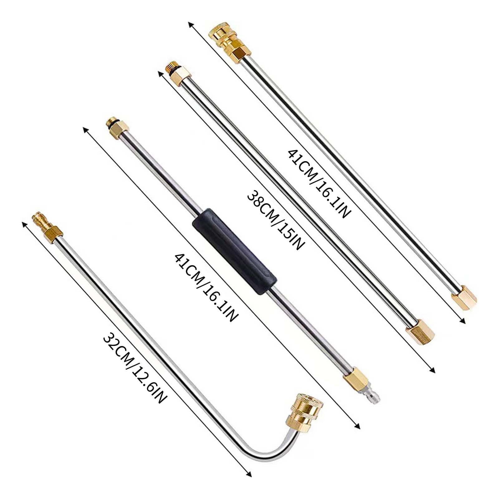 YUNAFFT Pressure Washer Extension Wand Upgrade Power Washer Lance with Spray Nozzle Tips,30°,90°,120° Curved Rod, 1/4’’Quick Connect, Replacement for Anti-Leaked Ring 4000 PSI