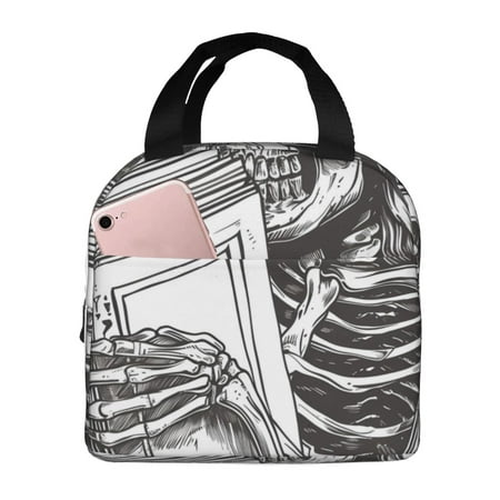 Insulated Lunch Bag for Women Men - Skeleton Book Lover Leakproof Cooler Lunch Box for Women Men  Lunch Tote Bags for Work School Picnic Travel