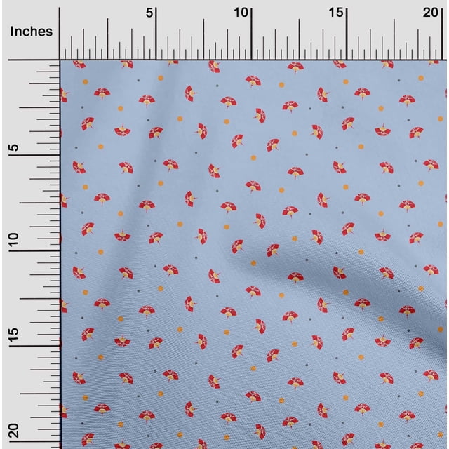 oneOone Viscose Chiffon Fabric Dot & Chinese Hand Fan Fashion Print Fabric BTY 42 Inch Wide