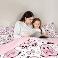 thumbnail image 4 of Manfei Kawaii Bow Ghost 7-Piece Twin Bedding, Halloween Skull Cherry Bat Bedding Comforter Set, White Pink Black,Pink Reversible, 4 of 7