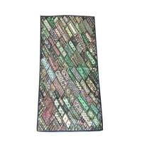 Mogul Vintage Ethnic Green Tapestry Beautiful Handmade Embroidered Table Throw Patchwork Wall Decor Wall Art