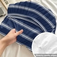 thumbnail image 4 of Twin Sze Fitted Sheet Set - Navy Blue Striped 2 Piece Bedding Sets 16" Deep Pocket Fitted Sheet with 1 Pillowcase, Navy Blue White Farmhouse Stripes Brushed Microfiber Hotel Luxury Bed Sheets, 4 of 9