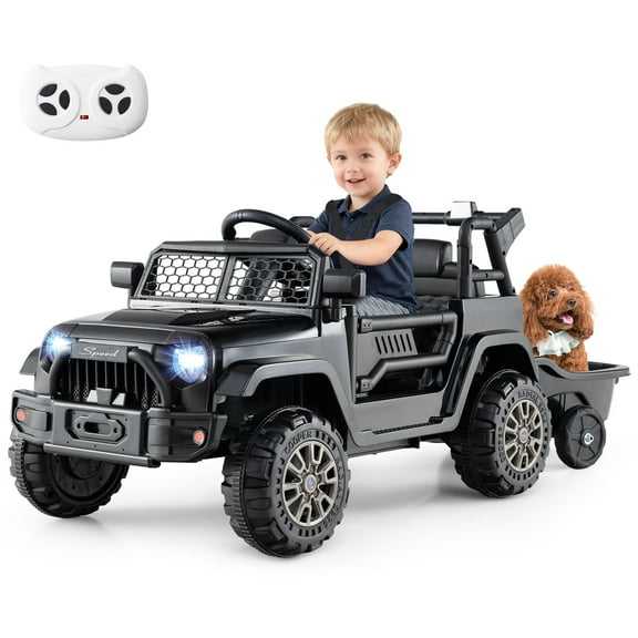 Gymax Kids Ride On UTV Car w/Detachable TrailerParent Remote Control Light & Music