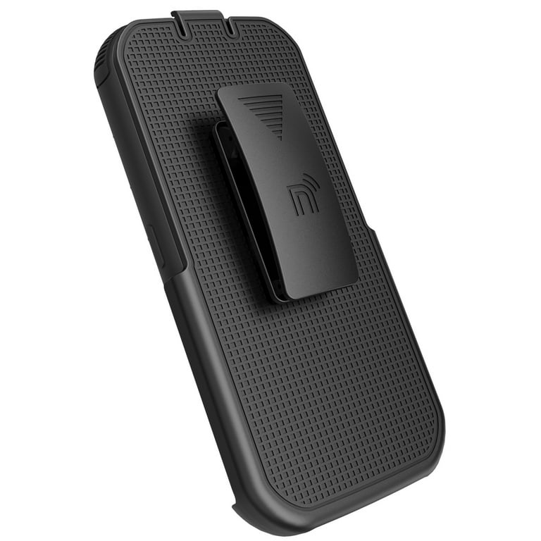 Cat S42 Holster, Nakedcellphone Black [Rotating/Ratchet] Belt Clip Holder Case [With Kickstand] for Caterpillar Cat S42 Phone