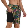 thumbnail image 2 of Kdxio Snake And Flower Print Men's Swim Trunks with Compression Liner 7 Inch Inseam Quick Dry Swim Shorts, 2 of 7