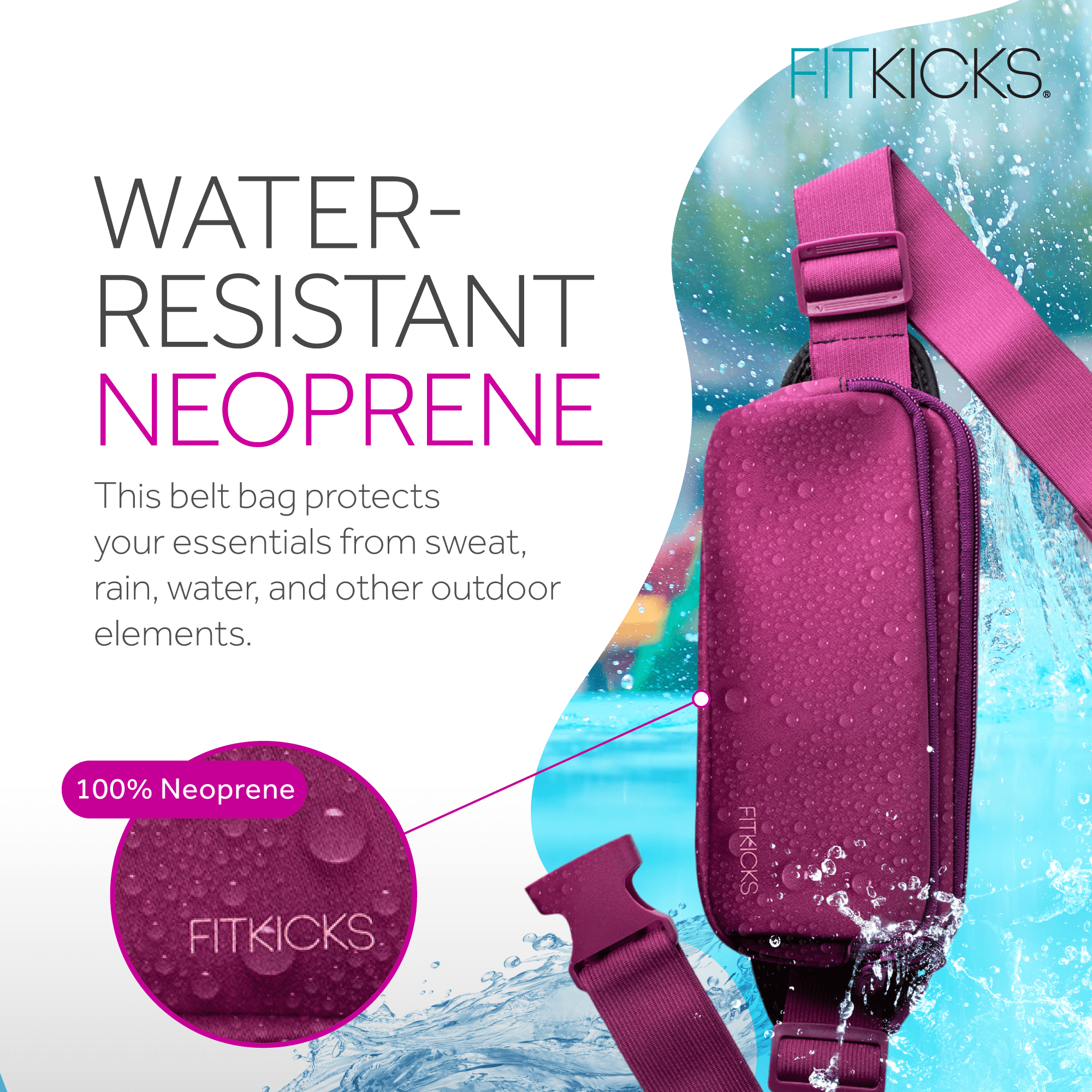 FITKICKS FITZIP Belt Crossbody Bag Fanny Pack Waist Pouch with Adjustable Strap, Purple (Unisex)