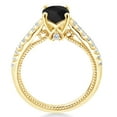 thumbnail image 3 of 18K Yellow Gold Plated Silver Black Onyx and White Created Sapphire Engagement Ring for Women (1.19 Cttw, Cushion Checkerboard 6MM, Gemstone December Birthstone, Available in Size 5, 6, 7, 8, 9), 3 of 5