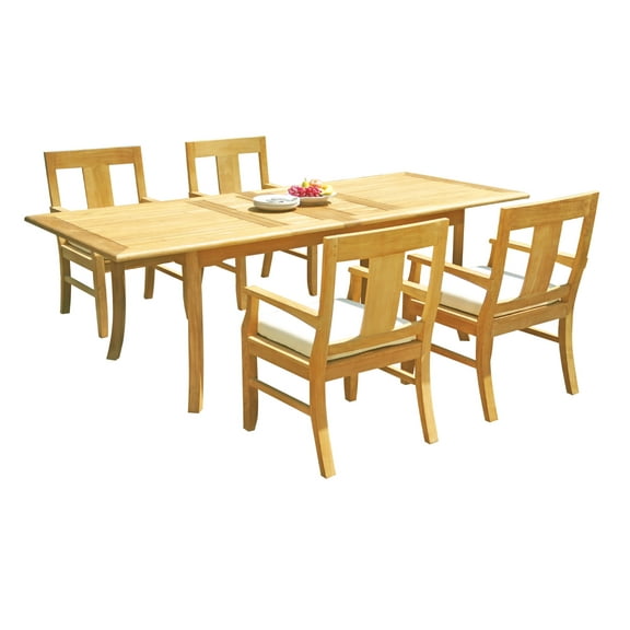 Grade-A Teak Dining Set: 4 Seater 5 Pc: 94" Rectangle Table And 4 Osborne Chairs (2 Arm & 2 Armless Chairs) Outdoor Patio WholesaleTeak #51OS2005