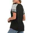 thumbnail image 6 of SAYFUT Juniors' Plus Size Leopard Summer Loose Striped Tops Short Sleeves Color Block Tees Tunic Crew Neck Casual Henley T-Shirts, 6 of 8