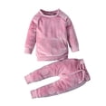 thumbnail image 1 of Sudadera Para Niños Pequeños Otoño Invierno Color Sólido Suéter De Manga Larga Pantalones Dos Piezas Ropa Para Niños Rosa Odeerbi LM103-3401, 1 of 9