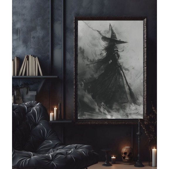 Witch In Dark Forest Halloween Poster Print, Halloween Poster, Poster For Halloween, Wall Art Halloween, Witch Halloween Wall Art