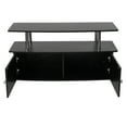 thumbnail image 6 of Emma + Oliver Black TV Stand with Shelves, Cabinet and Stainless Steel Tubing, 6 of 8