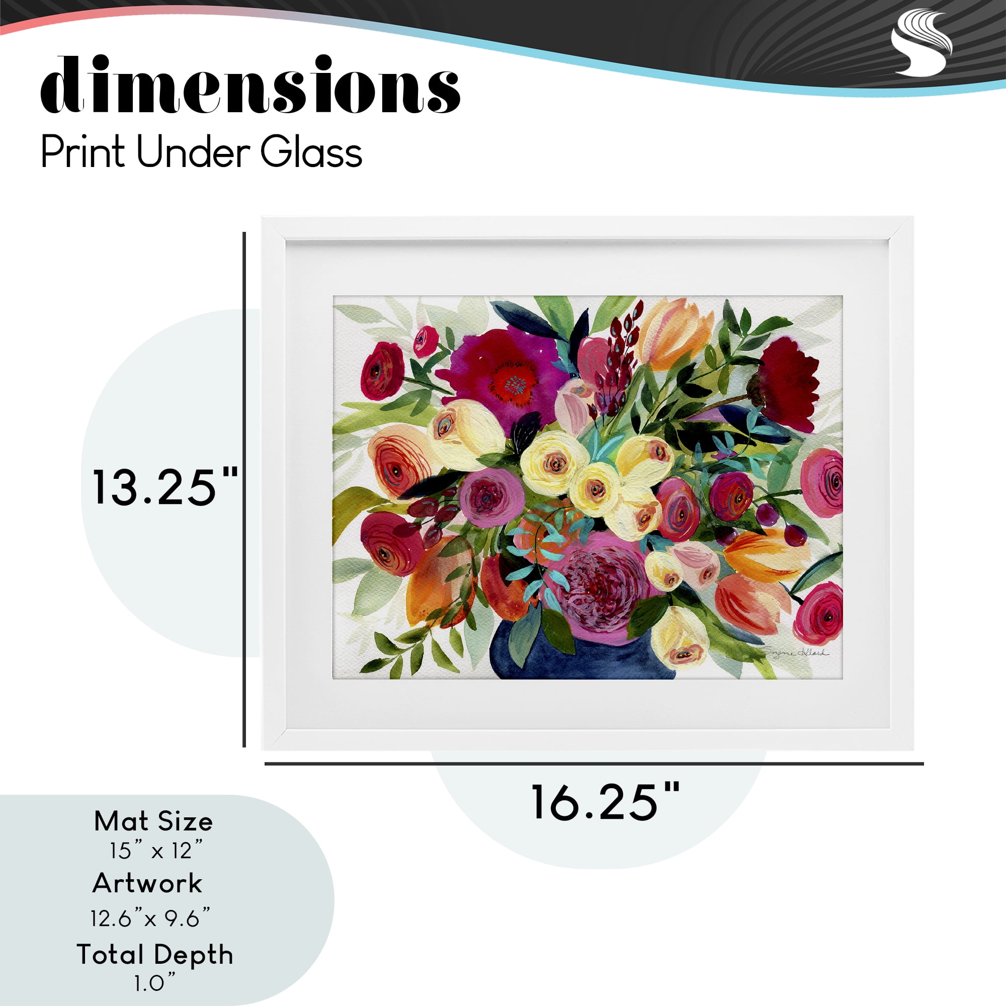 Stupell Industries Morning Joy Bouquet White Framed Print Under Glass, design by Suzanne Allard