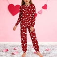 thumbnail image 1 of Conjuntos de blusa y camisa de manga larga con cuello redondo para niños y niñas de 5 a 14 años con estampado y bolsillo. Conjunto de top y pantalón de manga larga., 1 of 9