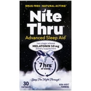 NiteThru Advanced Sleep Aid, Melatonin Dietary Supplement, 30 Capsules