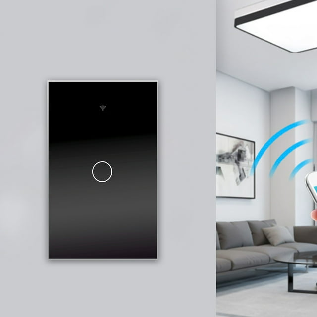 TopLLC Interrupteur Intelligent, Interrupteur Mural Intelligent Wi-Fi, Interrupteur Tactile Wi-Fi 2,4 GHz, Compatible avec les Interrupteurs Muraux US, 1