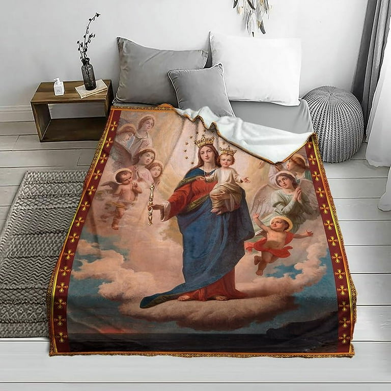 Ultra Soft Virgin Mary Blanket Microfiber Our Lady of Guadalupe Throw Blanket Warm Cozy Flannel Prayer Christian Blankets for Women Religious Catholic Gifts for Women Man Walmart