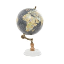 DecMode 7" Black World Map Globe with Marble Base