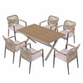 thumbnail image 4 of JOIVI 7-Piece Patio Dining Set, Outdoor Dining Furniture for 4-6 people, Stackable Patio Dining Chairs and Dining Table for Backyard, Deck( Tan & Stackable Chairs), 4 of 9