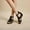 Black, variant on AXXD Black Wedge Sandals for Women 7 Summer Flat Sole With Open Toe Low Heels And Roman Buckle Hollow Out Sandals