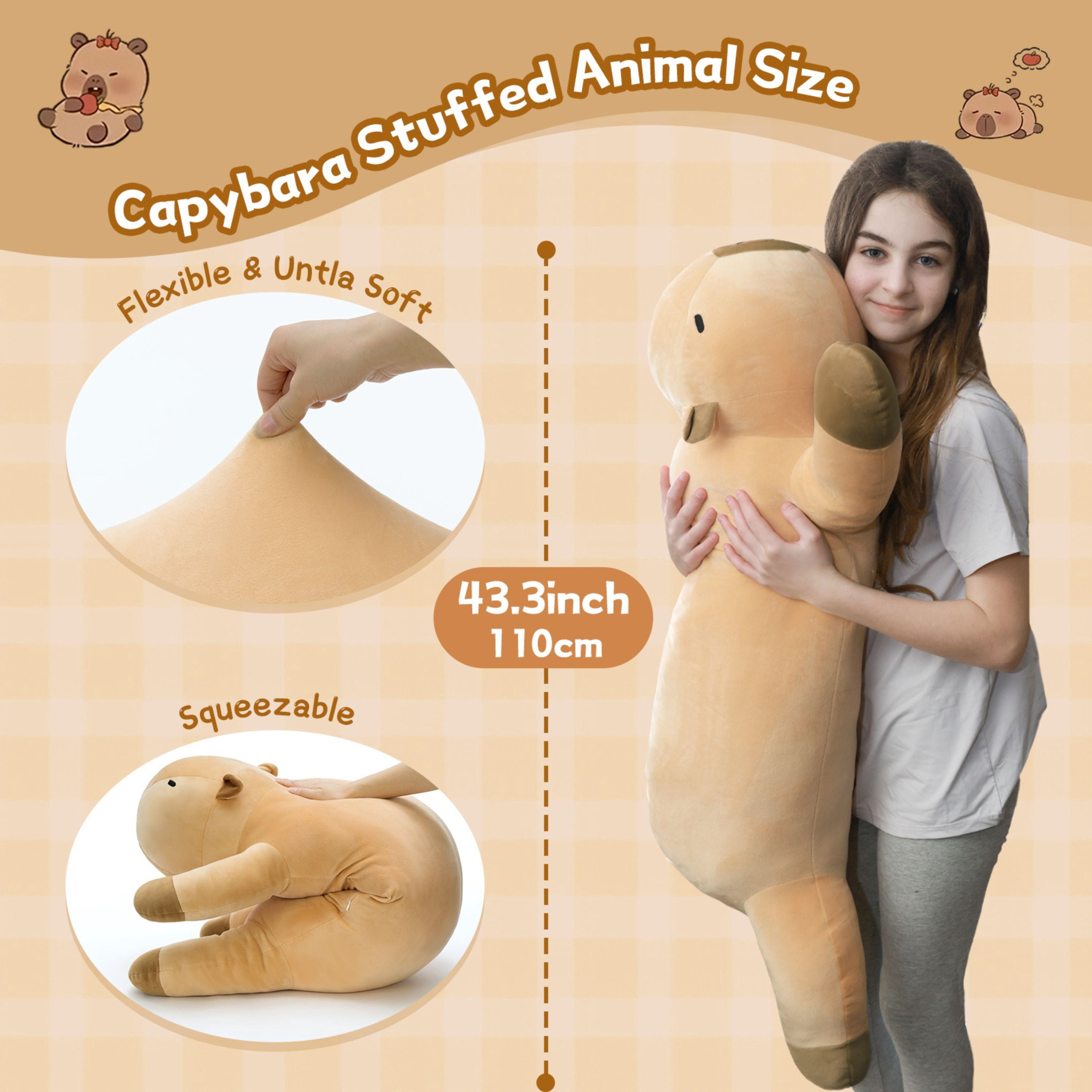 Tezituor 43.3'' Capybara Stuffed Animal Giant Capybara Body Pillow Toy