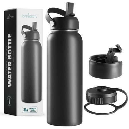 Brewberry Sports Bottle and Travel Mug for Hot and Cold Beverages  Wide Mouth  Double Wall Insulated Hydration Sports Water Bottle for Hiking  Biking  and Activities  22 OZ BPA Free