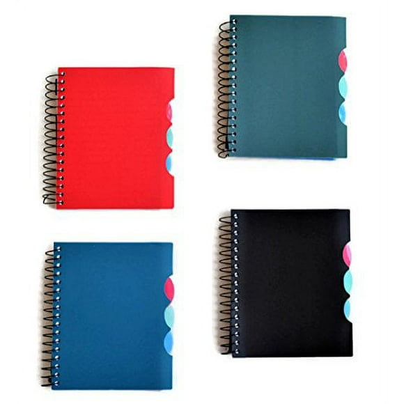 4-Subject Small Mini Spiral Notebooks with Plastic Covers, 4-ct Set