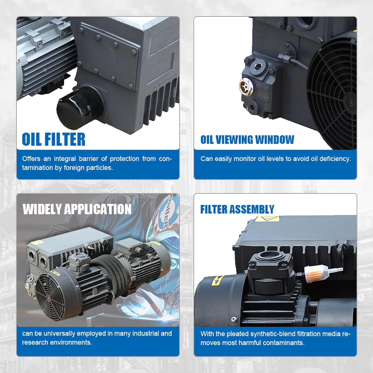 HPDMC 10HP Industrial Rotary Vane Vacuum Pump - 175 CFM, 220V/60Hz 3-Phase, Oil Sealed Pump with NPT 2" Port