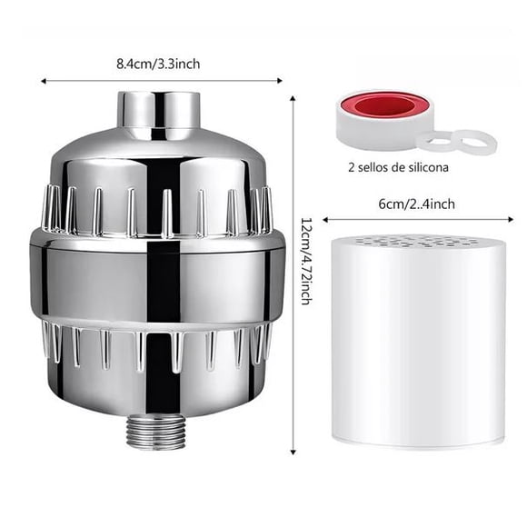 Filtro para ducha con 1 cartucho extra de repuesto