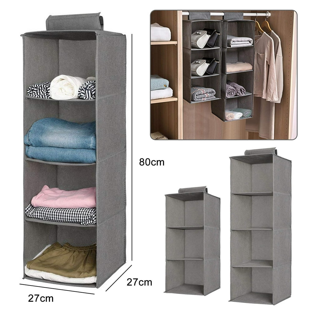 TSV 3/4Shelf Cotton Linen Hanging Closet Organizer, Sweater & Sock
