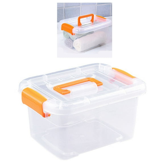 Portable Storage Box, Plastic Clear Storage Container with Latching Buckles And Handle, Stackable Storage Bin with Lid for Home Office Organization
