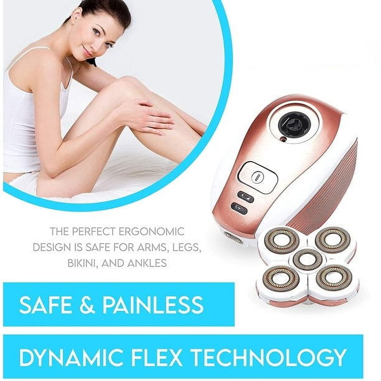 Electric Leg Shaver for Women - Rechargeable Painless Lady Razor for Leg Face Lips Body Underarms Armpit - Female Cordless Bikini Trimmer