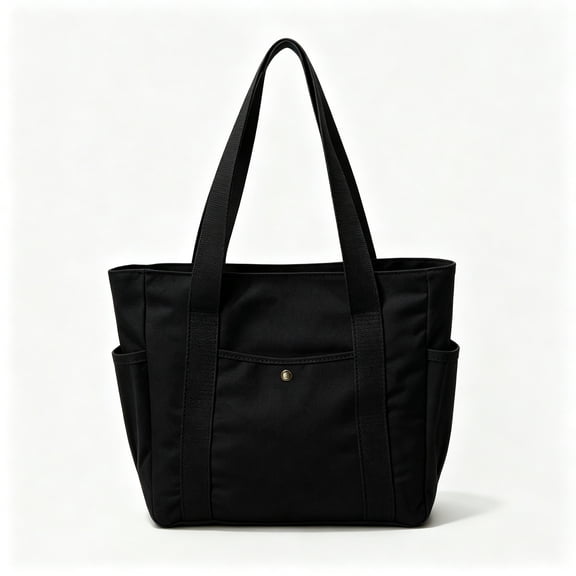 REMANLAND Women's Black Large Tote Bag with Long Shoulder Straps and Exterior Pockets