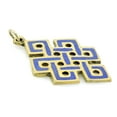 thumbnail image 4 of Hand Crafted Eternal Knot Lapis and Brass Pendant, 4 of 5