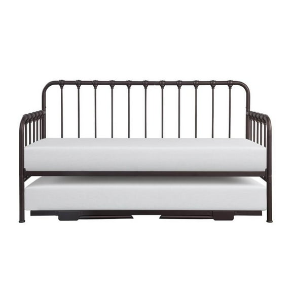 Kingfisher Lane Modern Metal Daybed with Trundle in Dark Bronze