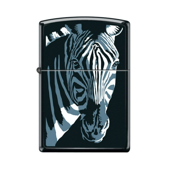 Zippo Lighter-Personalized Custom Message Engraved on Backside Illusion Zebra Black Matte Windproof Lighter #Z5438